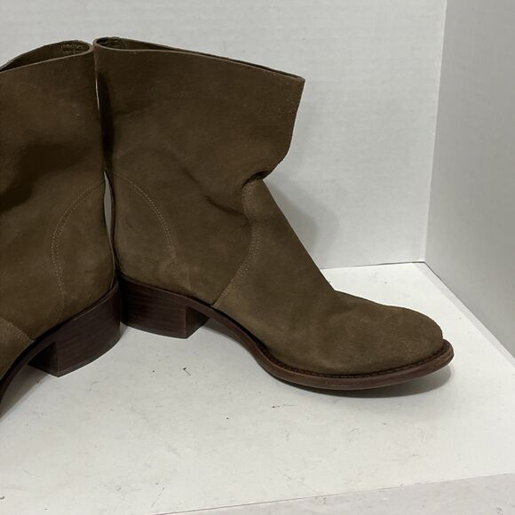 Tory Burch Sienna River Rock Embossed Logo Suede Leather Ankle Boots 7.5M - Picture 3 of 9